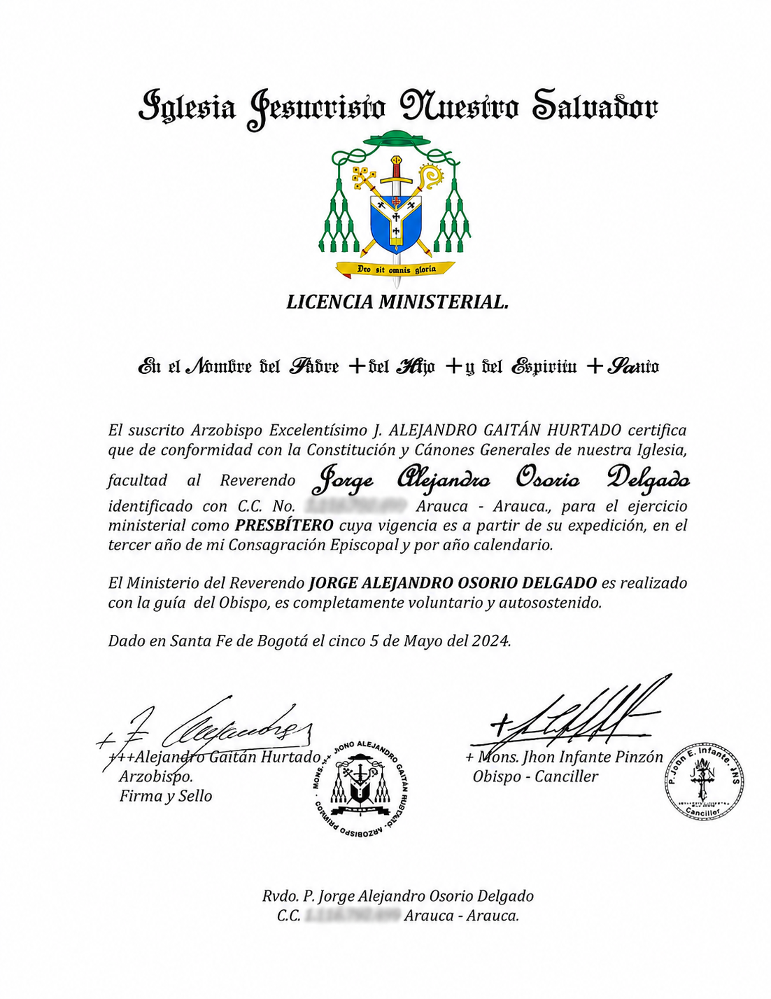 LICENCIA MINISTERIAL