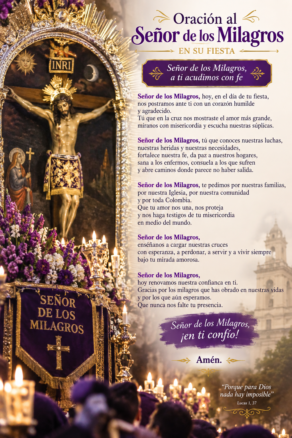 AL SEÑOR DE LOS MILAGROS Y HONOR A LOS PIES DE CRISTO